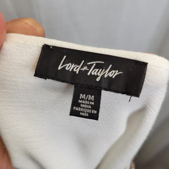 Lord & Taylor White Boho Peasant Top w/ Embroidered Neckline, M - Picture 4 of 10